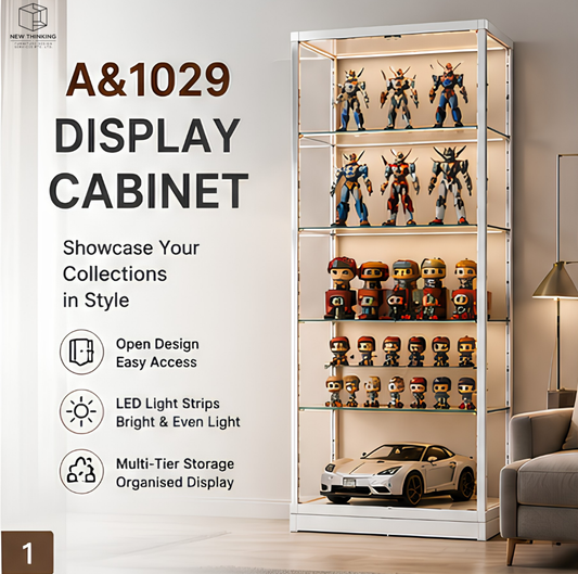 A&1029 LED Display Cabinet | Glass Display Shelf for Collectibles & Models