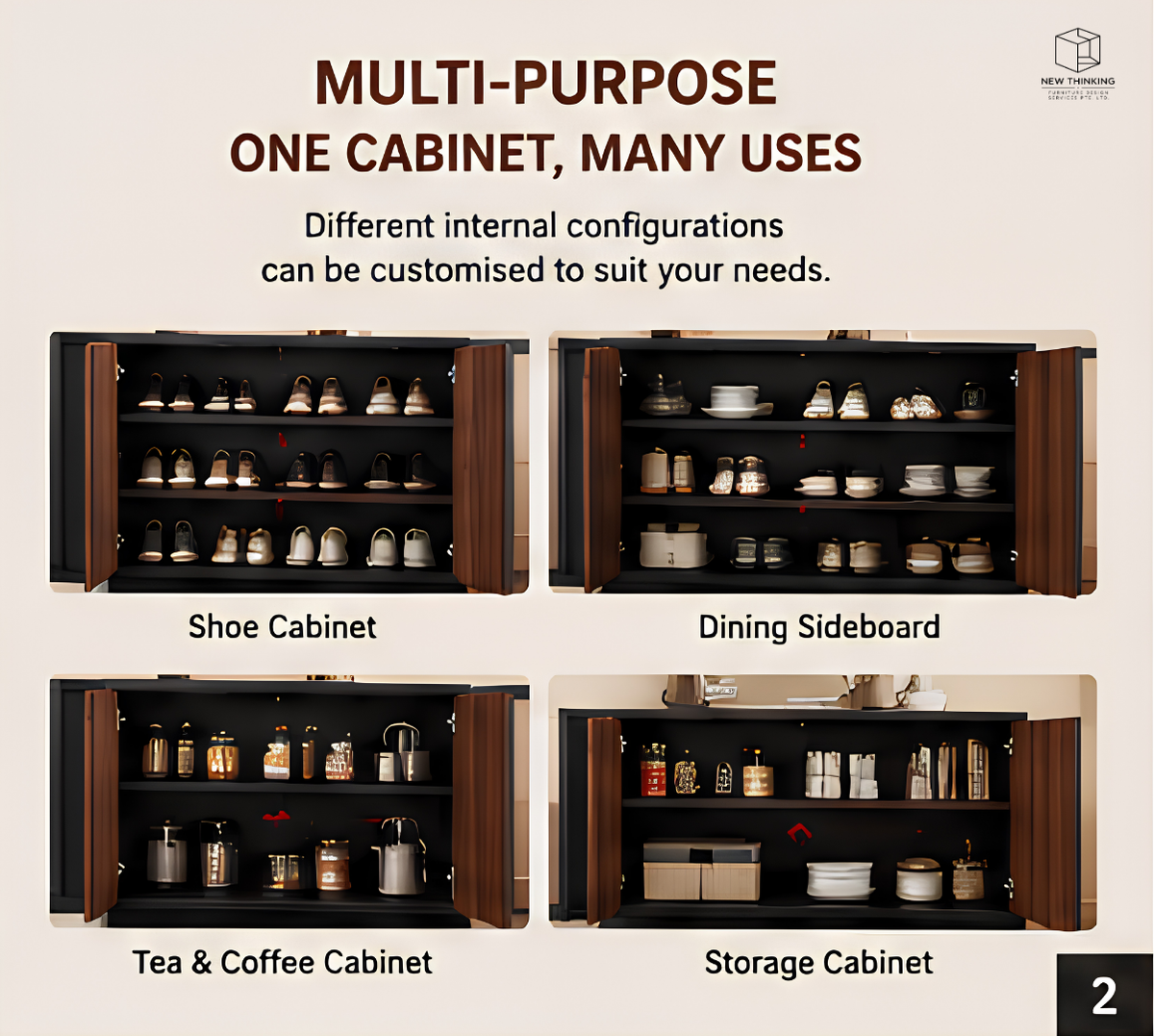 Solid Wood Multi-Purpose Storage Cabinet | Shoe Cabinet | Sideboard | Tea Cabinet