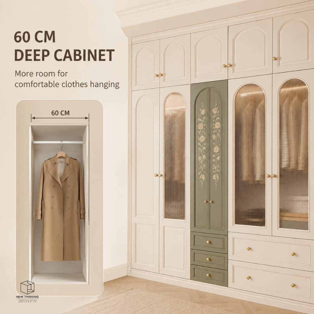 Custom French-Style Arched Wardrobe | Cream Bedroom Storage Cabinet