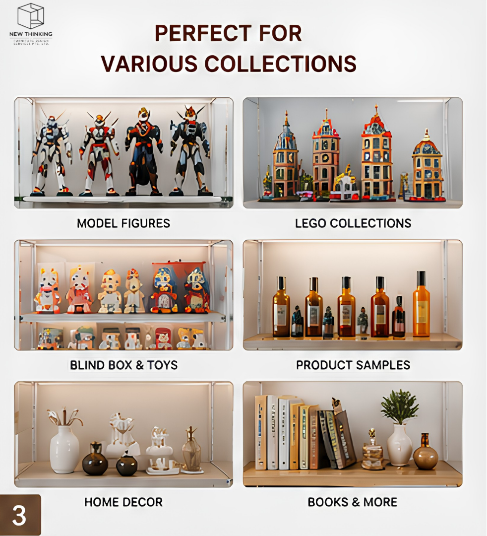 A&1029 LED Display Cabinet | Glass Display Shelf for Collectibles & Models