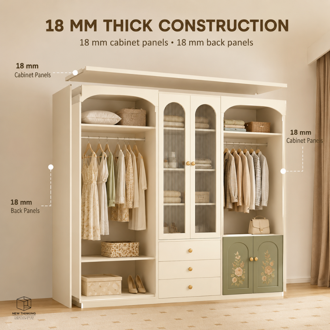 Custom French-Style Arched Wardrobe | Cream Bedroom Storage Cabinet