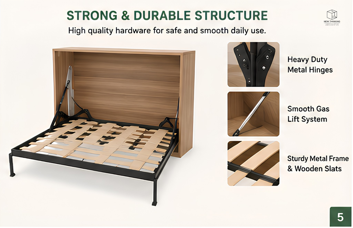 Custom Murphy Bed | Wall Bed with Storage & Desk | Made to Measure
