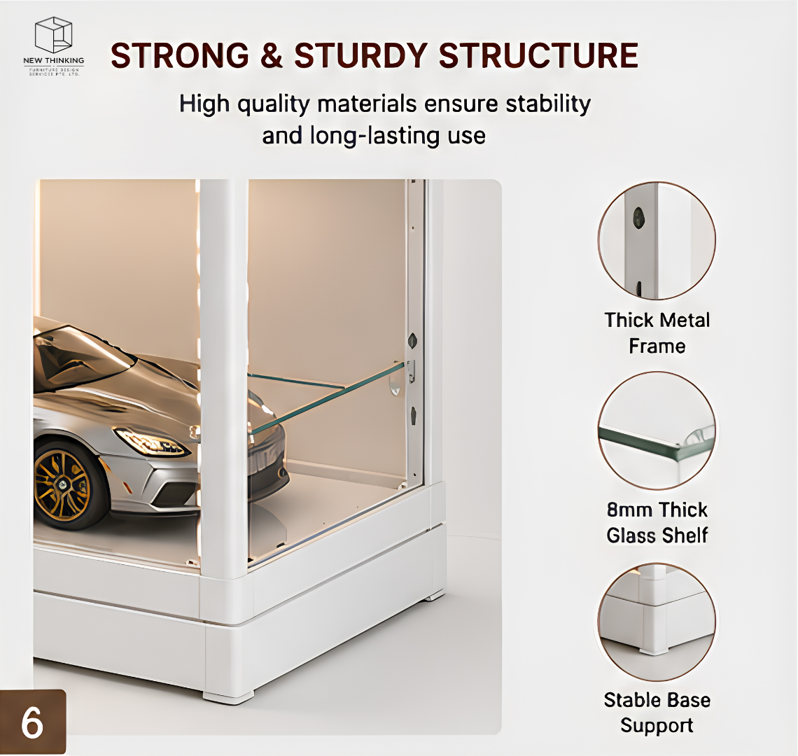 A&1029 LED Display Cabinet | Glass Display Shelf for Collectibles & Models