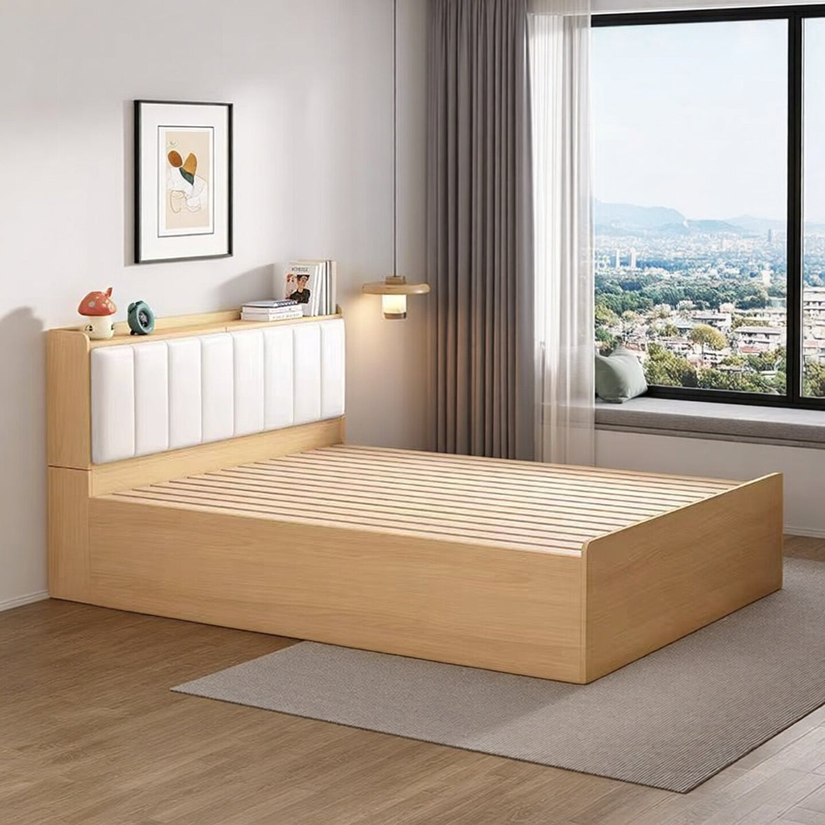 Modern Minimalist Tatami Bed, Small Room Space-Saving Storage Bed, Customizable Children's High-Box Storage Single Bed