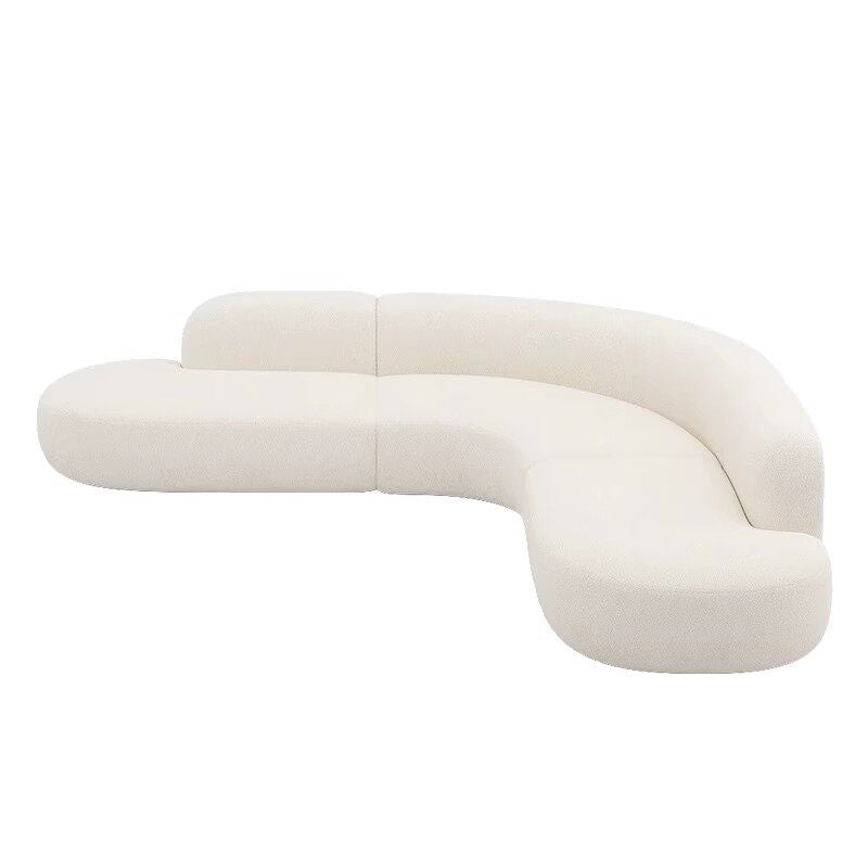 Cream-style Cat Claw Fabric Large Nordic Internet Celebrity Ins-style Curved Sofa for Beauty Salons, Hotels, and Lounge Areas