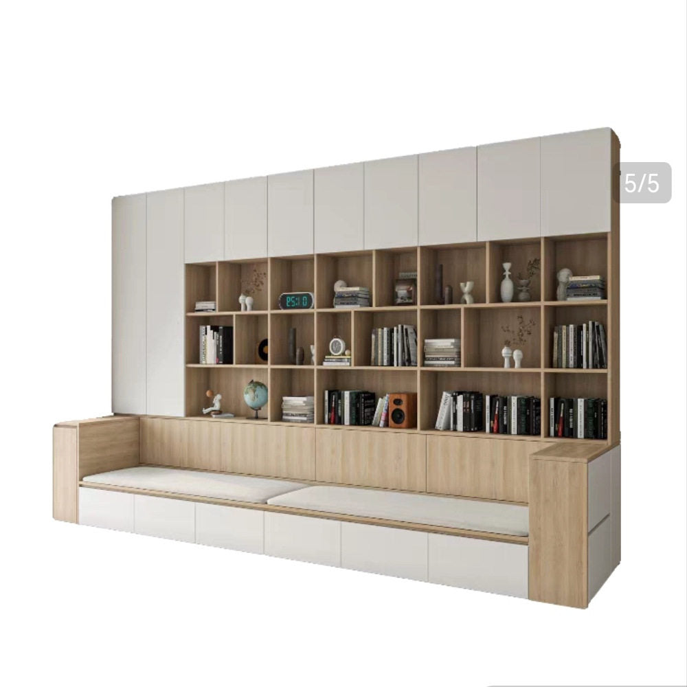 Sofa, bookshelf, integrated living room wall cabinet, bookcase combination, multi-functional household with booth seating, display shelf, background cabinet, storage cabinet