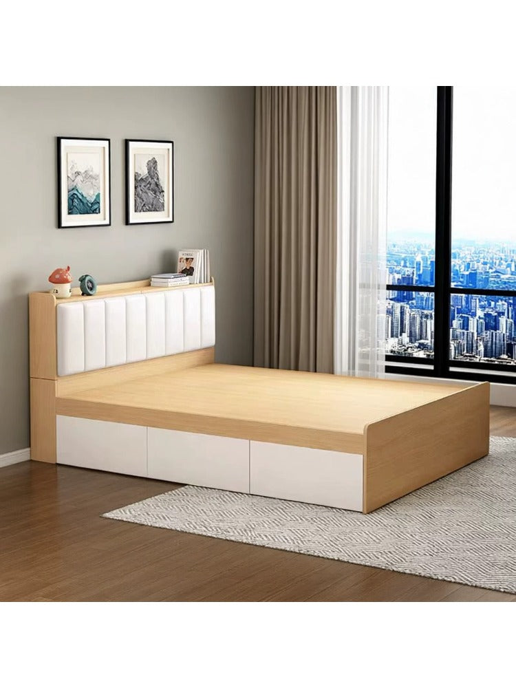 Modern Minimalist Tatami Bed, Small Room Space-Saving Storage Bed, Customizable Children's High-Box Storage Single Bed