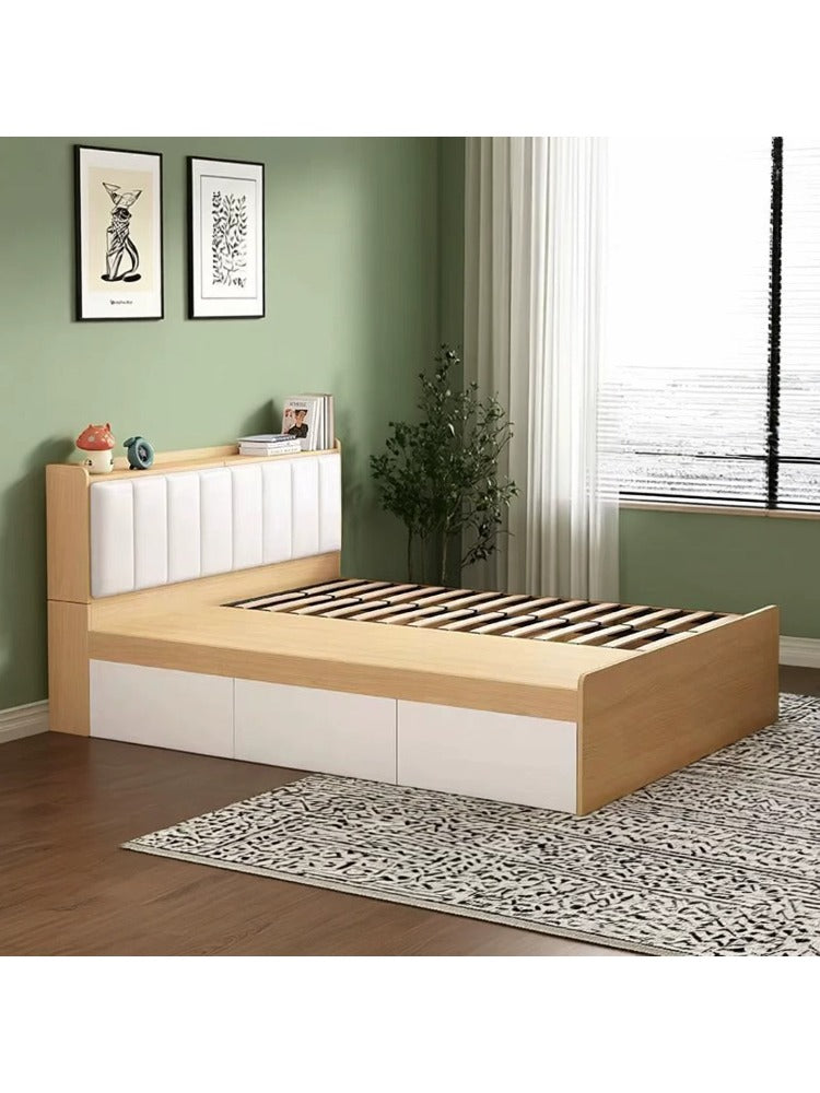 Modern Minimalist Tatami Bed, Small Room Space-Saving Storage Bed, Customizable Children's High-Box Storage Single Bed