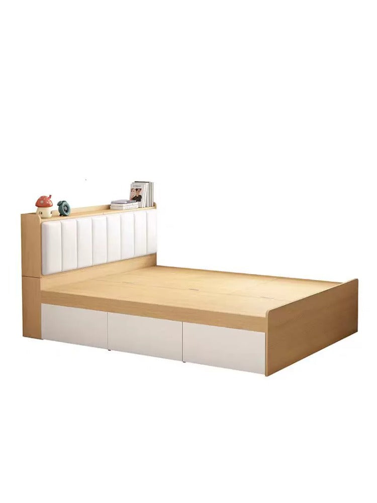 Modern Minimalist Tatami Bed, Small Room Space-Saving Storage Bed, Customizable Children's High-Box Storage Single Bed