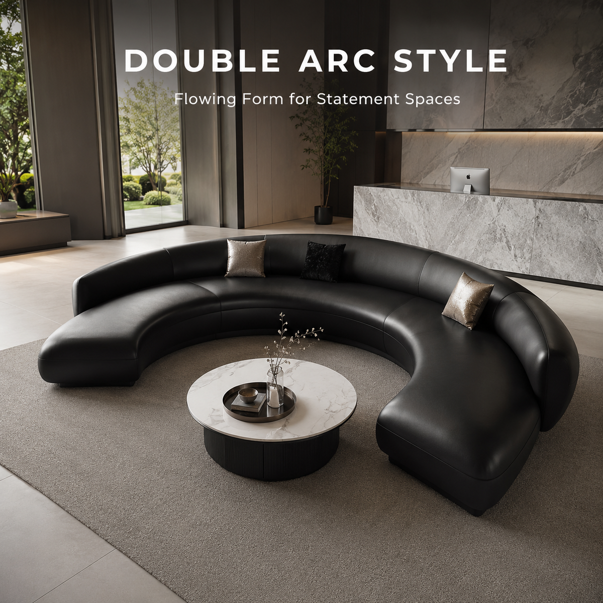Italian-Style Curved Sofa | Custom Arc Reception Sofa for Hotel, Salon & Office