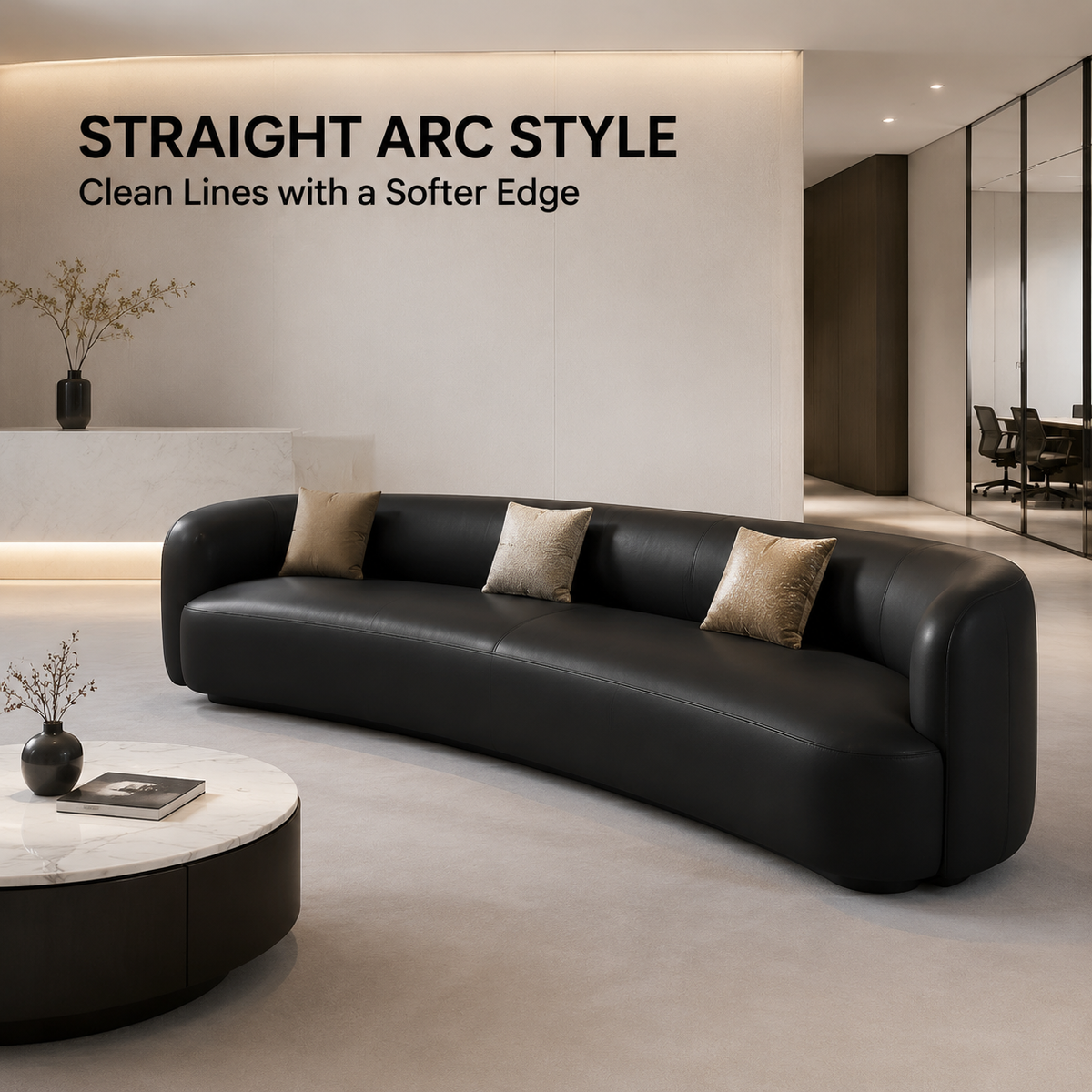Italian-Style Curved Sofa | Custom Arc Reception Sofa for Hotel, Salon & Office