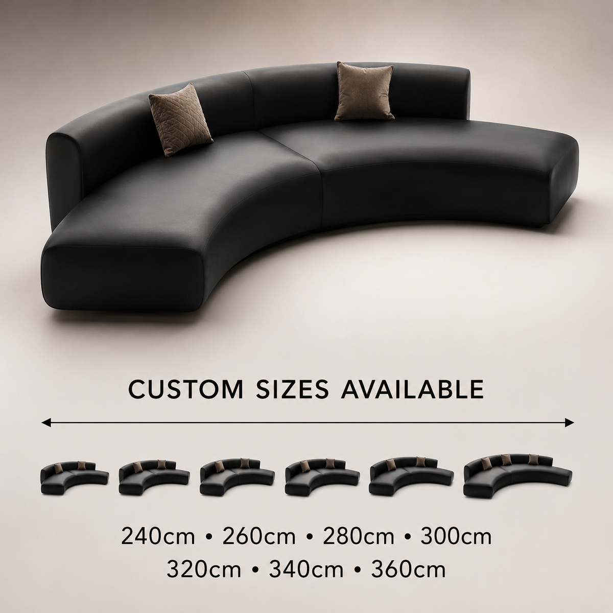 Italian-Style Curved Sofa | Custom Arc Reception Sofa for Hotel, Salon & Office