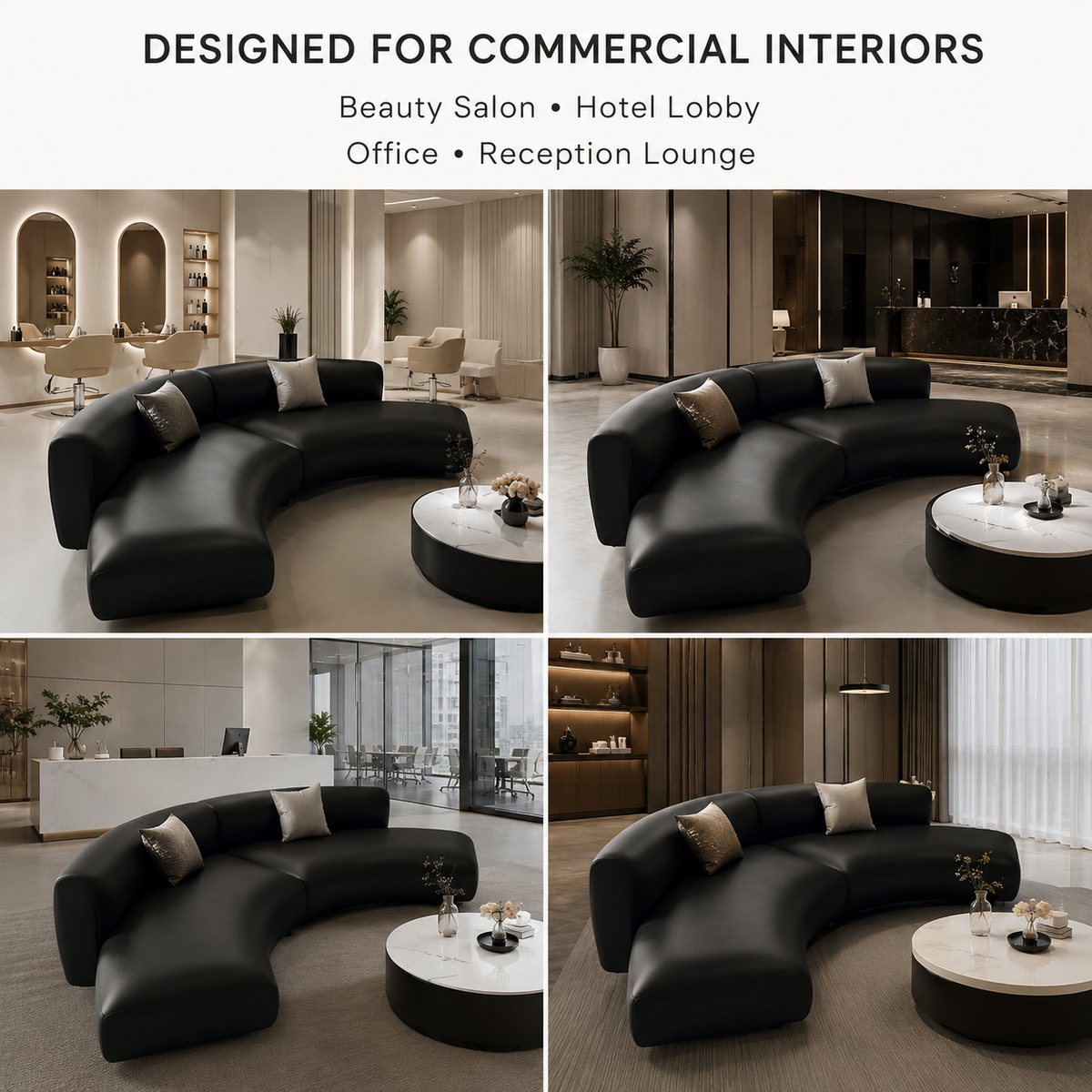 Italian-Style Curved Sofa | Custom Arc Reception Sofa for Hotel, Salon & Office
