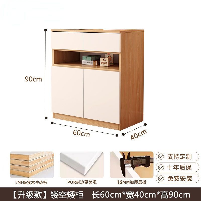 奶油风鞋柜家用门口玄关柜一体靠墙简约隔断柜客厅储物柜实木定制
