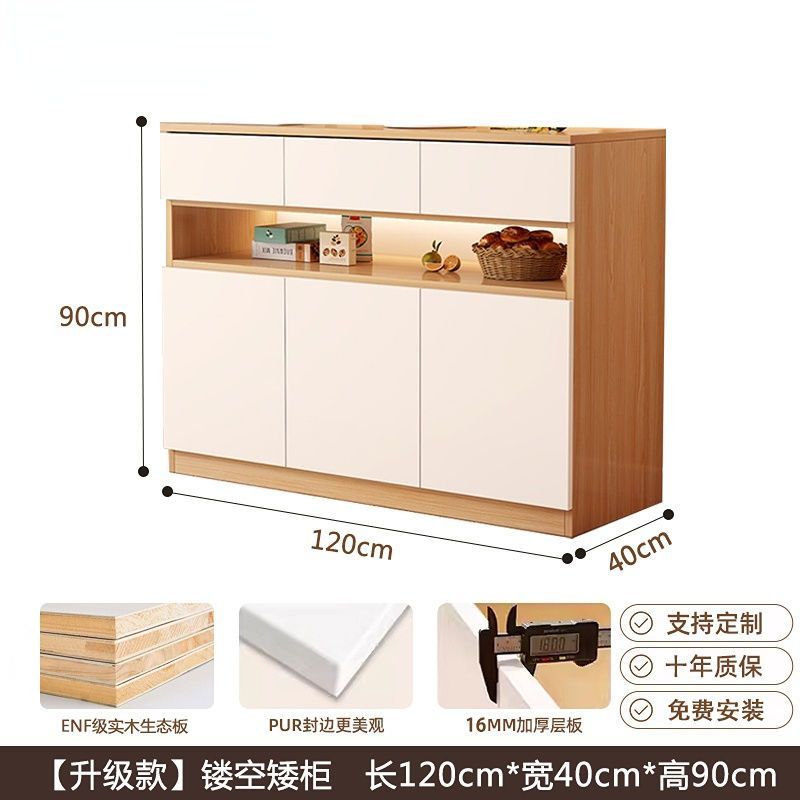 奶油风鞋柜家用门口玄关柜一体靠墙简约隔断柜客厅储物柜实木定制